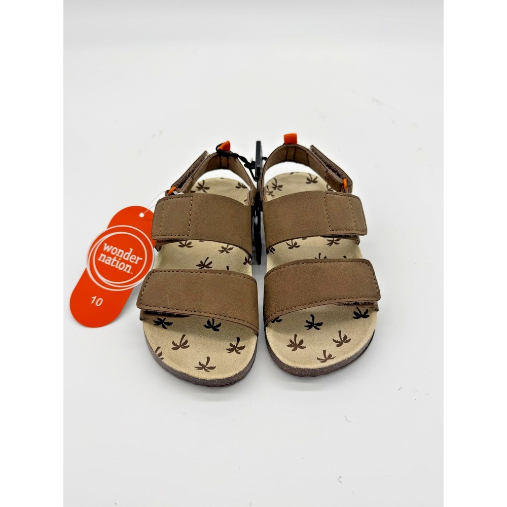 Wonder Nation Boys Brown Sandals Size 10 Strap Comfort Footbed NWT